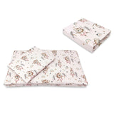 Lenjerie patut cu 3 piese, MimiNu, Cu cearceaf 120x60 cm, Pilota, Pernuta, Din bumbac certificat Oeko Tex Standard 100, Design, Little Ballerina Pink