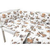 Lenjerie patut cu 3 piese, MimiNu, Pentru patut 120x60 cm, Cu protectie laterala, Din bumbac certificat Oeko Tex Standard 100, Savanna