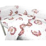 Lenjerie patut cu 3 piese, MimiNu, Pentru patut 120x60 cm, Cu protectie laterala, Din bumbac, Din bumbac certificat Oeko Tex Standard 100, Design, Betty