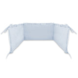Lenjerie patut cu 3 piese, MimiNu, Pentru patut 120x60 cm, Cu volanase, Cu protectie laterala, Din bumbac certificat Oeko Tex Standard 100, Colectia Royal, Blue