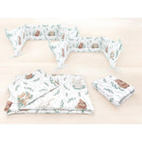 Lenjerie patut cu 5 piese, MimiNu, Cu cearceaf 120x60 cm, Pilota, Pernuta, 2 aparatori, Din bumbac certificat Oeko Tex Standard 100, Lulu Natural