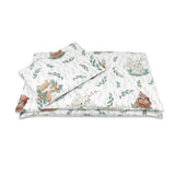 Lenjerie patut cu 5 piese, MimiNu, Cu cearceaf 120x60 cm, Pilota, Pernuta, 2 aparatori, Din bumbac certificat Oeko Tex Standard 100, Lulu Natural