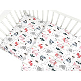 Lenjerie patut cu 5 piese, MimiNu, Pentru patut 120x60 cm, Cu pilota si perna, Din bumbac certificat Oeko Tex Standard 100, Fox