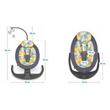 Balansoar si sezlong, Lionelo, Ralf, 2 in 1, Electric, Cu telecomanda si cablu USB, Cu miscare laterala de balansare si 5 niveluri diferite de viteza, Cu 12 melodii, Gri