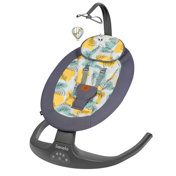 Balansoar si sezlong, Lionelo, Ralf, 2 in 1, Electric, Cu telecomanda si cablu USB, Cu miscare laterala de balansare si 5 niveluri diferite de viteza, Cu 12 melodii, Gri