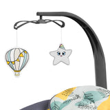 Balansoar si sezlong, Lionelo, Ralf, 2 in 1, Electric, Cu telecomanda si cablu USB, Cu miscare laterala de balansare si 5 niveluri diferite de viteza, Cu 12 melodii, Gri