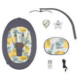 Balansoar si sezlong, Lionelo, Ralf, 2 in 1, Electric, Cu telecomanda si cablu USB, Cu miscare laterala de balansare si 5 niveluri diferite de viteza, Cu 12 melodii, Gri