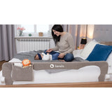 Protectie laterala pat, Lionelo, Eva, Cu buzunar accesorii, 150x35 cm, Conform cu standardul european de securitate BS7072, Gri