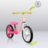 Bicicleta fara pedale, Lionelo, Alex, Usoara, Cu ghidon si sa reglabile, Greutate 3.3 Kg, Cu roti din spuma EVA, 12 inch, Bubblegum