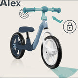 Bicicleta fara pedale, Lionelo, Alex, Usoara, Cu ghidon si sa reglabile, Greutate 3.3 Kg, Cu roti din spuma EVA, 12 inch, Turquoise