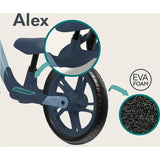 Bicicleta fara pedale, Lionelo, Alex, Usoara, Cu ghidon si sa reglabile, Greutate 3.3 Kg, Cu roti din spuma EVA, 12 inch, Turquoise
