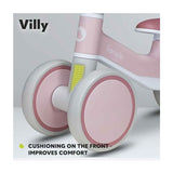 Bicicleta fara pedale, Lionelo, Villy, Cu 4 roti, Din spuma EVA si TPR, Stabila, Manere moi, antiderapante, 12- 36 luni, Sustine pana la 30 kg, Certificata EN 71-1:2014, EN 71-2:2011, EN 71-3:2019, Roz