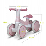 Bicicleta fara pedale, Lionelo, Villy, Cu 4 roti, Din spuma EVA si TPR, Stabila, Manere moi, antiderapante, 12- 36 luni, Sustine pana la 30 kg, Certificata EN 71-1:2014, EN 71-2:2011, EN 71-3:2019, Roz