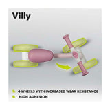 Bicicleta fara pedale, Lionelo, Villy, Cu 4 roti, Din spuma EVA si TPR, Stabila, Manere moi, antiderapante, 12- 36 luni, Sustine pana la 30 kg, Certificata EN 71-1:2014, EN 71-2:2011, EN 71-3:2019, Roz