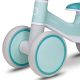 Bicicleta fara pedale, Lionelo, Villy, Cu 4 roti, Din spuma EVA si TPR, Stabila, Manere moi, antiderapante, 12- 36 luni, Sustine pana la 30 kg, Certificata EN 71-1:2014, EN 71-2:2011, EN 71-3:2019, Verde turcoaz
