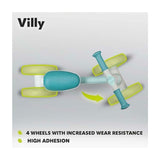 Bicicleta fara pedale, Lionelo, Villy, Cu 4 roti, Din spuma EVA si TPR, Stabila, Manere moi, antiderapante, 12- 36 luni, Sustine pana la 30 kg, Certificata EN 71-1:2014, EN 71-2:2011, EN 71-3:2019, Verde turcoaz