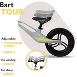 Bicicleta fara pedale, Lionelo, Bart Tour, Usoara, Cu cadru din magneziu, Cu ghidon si sa reglabile, Greutate 3.8 Kg, 12 inch, Conform cu standardul european de securitate EN71, Grey Stone