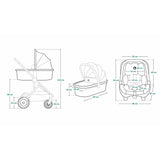 Carucior 3 in 1, Lionelo, Amber, Cadru aluminiu, Cu landou intarit si salteluta moale, Cu scoica auto testata ADAC, Reversibil, Cu accesorii, Geanta parinti, Pana la 22 kg, EN1888-1 EN1888-2 EN1466 ECE R129, Negru onyx