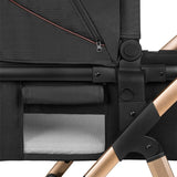 Carucior 3 in 1, Lionelo, Amber, Cadru aluminiu, Cu landou intarit si salteluta moale, Cu scoica auto testata ADAC, Reversibil, Cu accesorii, Geanta parinti, Pana la 22 kg, EN1888-1 EN1888-2 EN1466 ECE R129, Negru onyx