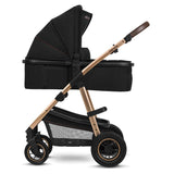 Carucior 3 in 1, Lionelo, Amber, Cadru aluminiu, Cu landou intarit si salteluta moale, Cu scoica auto testata ADAC, Reversibil, Cu accesorii, Geanta parinti, Pana la 22 kg, EN1888-1 EN1888-2 EN1466 ECE R129, Negru onyx