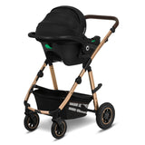 Carucior 3 in 1, Lionelo, Amber, Cadru aluminiu, Cu landou intarit si salteluta moale, Cu scoica auto testata ADAC, Reversibil, Cu accesorii, Geanta parinti, Pana la 22 kg, EN1888-1 EN1888-2 EN1466 ECE R129, Negru onyx