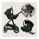 Carucior 3 in 1, Lionelo, Bianka, Transformabil, Cadru aluminiu, Cu landou si salteluta moale, Cu scoica auto, Cu multiple accesorii, Sustine 22 kg, 0 luni+, EN1466:2014+AC:2015, EN1888, Negru