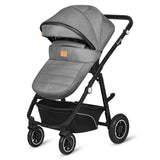 Carucior 3 in 1, Lionelo, Bianka, Transformabil, Cadru aluminiu, Cu landou si salteluta moale, Cu scoica auto, Cu multiple accesorii, Sustine 22 kg, 0 luni+, EN1466:2014+AC:2015, EN1888, Gri