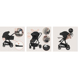 Carucior 3 in 1, Lionelo, Bianka, Transformabil, Cadru aluminiu, Cu landou si salteluta moale, Cu scoica auto, Cu multiple accesorii, Sustine 22 kg, 0 luni+, EN1466:2014+AC:2015, EN1888, Gri