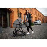 Carucior 2 in 1, Lionelo, Amber, Cadru aluminiu, Cu landou intarit si salteluta moale, Reversibil, Maner ajustabil, Huse pentru picioare, ploaie, Plasa de tantari, Geanta parinti, Pana la 22 kg, EN1888-1, EN1888-2, EN1466, Gri inchis