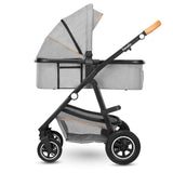 Carucior 2 in 1, Lionelo, Amber, Cadru aluminiu, Cu landou intarit si salteluta moale, Reversibil, Maner ajustabil, Huse pentru picioare, ploaie, Plasa de tantari, Geanta parinti, Pana la 22 kg, EN1888-1, EN1888-2, EN1466, Gri deschis
