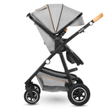 Carucior 2 in 1, Lionelo, Amber, Cadru aluminiu, Cu landou intarit si salteluta moale, Reversibil, Maner ajustabil, Huse pentru picioare, ploaie, Plasa de tantari, Geanta parinti, Pana la 22 kg, EN1888-1, EN1888-2, EN1466, Gri deschis