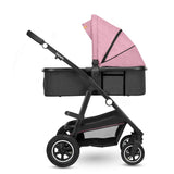 Carucior 2 in 1, Lionelo, Amber, Cadru aluminiu, Cu landou intarit si salteluta moale, Reversibil, Maner ajustabil, Huse pentru picioare, ploaie, Plasa de tantari, Geanta parinti, Pana la 22 kg, EN1888-1, EN1888-2, EN1466, Roz