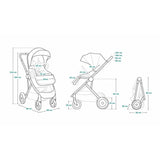 Carucior 2 in 1, Lionelo, Amber, Cadru aluminiu, Cu landou intarit si salteluta moale, Reversibil, Maner ajustabil, Huse pentru picioare, ploaie, Plasa de tantari, Geanta parinti, Pana la 22 kg, EN1888-1, EN1888-2, EN1466, Gri inchis