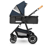 Carucior 2 in 1, Lionelo, Amber, Cadru aluminiu, Cu landou intarit si salteluta moale, Reversibil, Maner ajustabil, Huse pentru picioare, ploaie, Plasa de tantari, Geanta parinti, Pana la 22 kg, EN1888-1, EN1888-2, EN1466, Albastru