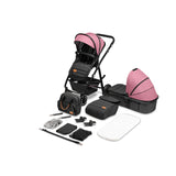 Carucior 2 in 1, Lionelo, Amber, Cadru aluminiu, Cu landou intarit si salteluta moale, Reversibil, Maner ajustabil, Huse pentru picioare, ploaie, Plasa de tantari, Geanta parinti, Pana la 22 kg, EN1888-1, EN1888-2, EN1466, Roz