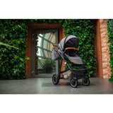 Carucior 2 in 1, Lionelo, Amber, Cadru aluminiu, Cu landou intarit si salteluta moale, Reversibil, Maner ajustabil, Huse pentru picioare, ploaie, Plasa de tantari, Geanta parinti, Pana la 22 kg, EN1888-1, EN1888-2, EN1466, Gri deschis