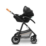 Carucior 3 in 1 Lionelo Amber, Cadru din aluminiu, Landou confortabil, Scaun auto testat ADAC, Accesorii incluse, Geanta parinti, pana la 22 kg, Certificat EN1888, Gri Deschis