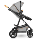 Carucior 3 in 1 Lionelo Amber, Cadru din aluminiu, Landou confortabil, Scaun auto testat ADAC, Accesorii incluse, Geanta parinti, pana la 22 kg, Certificat EN1888, Gri Deschis