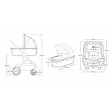 Carucior 3 in 1 Lionelo Amber, Cadru din aluminiu, Landou confortabil, Scaun auto testat ADAC, Accesorii incluse, Geanta parinti, pana la 22 kg, Certificat EN1888, Gri Deschis