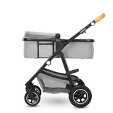 Carucior 3 in 1 Lionelo Amber, Cadru din aluminiu, Landou confortabil, Scaun auto testat ADAC, Accesorii incluse, Geanta parinti, pana la 22 kg, Certificat EN1888, Gri Deschis