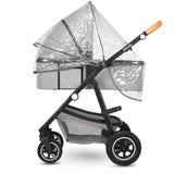 Carucior 3 in 1 Lionelo Amber, Cadru din aluminiu, Landou confortabil, Scaun auto testat ADAC, Accesorii incluse, Geanta parinti, pana la 22 kg, Certificat EN1888, Gri Deschis