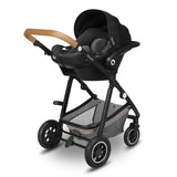 Carucior 3 in 1 Lionelo Amber, Cadru din aluminiu, Landou confortabil, Scaun auto testat ADAC, Accesorii incluse, Geanta parinti, pana la 22 kg, Certificat EN1888, Gri Deschis