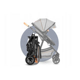 Carucior 3 in 1 Lionelo Amber, Cadru din aluminiu, Landou confortabil, Scaun auto testat ADAC, Accesorii incluse, Geanta parinti, pana la 22 kg, Certificat EN1888, Gri Deschis