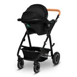 Carucior 3 in 1, Lionelo, Amber, Cadru aluminiu, Cu landou intarit si salteluta moale, Cu scoica auto testata ADAC, Reversibil, Cu accesorii, Geanta parinti, Pana la 22 kg, Gri Inchis