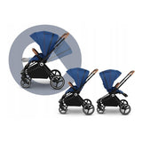 Carucior 2 in 1, Lionelo, Mika, Cadru din aluminiu, Cu landou intarit si salteluta moale, Reversibil, Maner ajustabil, Plasa de tantari, Husa de ploaie, de picioare, 22 kg, Conform cu standardele europene de securitate EN1888-1 EN1888-2, EN1466, Albastru