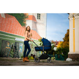 Carucior 2 in 1, Lionelo, Mika, Cadru din aluminiu, Cu landou intarit si salteluta moale, Reversibil, Maner ajustabil, Plasa de tantari, Husa de ploaie, de picioare, 22 kg, Conform cu standardele europene de securitate EN1888-1 EN1888-2, EN1466, Albastru