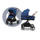 Carucior 2 in 1, Lionelo, Mika, Cadru din aluminiu, Cu landou intarit si salteluta moale, Reversibil, Maner ajustabil, Plasa de tantari, Husa de ploaie, de picioare, 22 kg, Conform cu standardele europene de securitate EN1888-1 EN1888-2, EN1466, Albastru