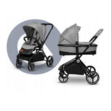 Carucior 2 in 1, Lionelo, Mika, Cadru din aluminiu, Cu landou intarit si salteluta moale, Reversibil, Maner ajustabil, Plasa de tantari, Husa de ploaie, de picioare, 22 kg, Conform cu standardele europene de securitate EN1888-1 EN1888-2, EN1466, Gri