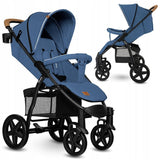 Carucior sport, Lionelo, Annet Plus, De la nastere, Cu accesorii si capotina XXL reglabila, 0 - 22 Kg, Conform cu standardele europene de securitate EN1888-1 si EN1888-2, Albastru Denim