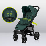 Carucior sport, Lionelo, Annet Plus, De la nastere, Cu accesorii si capotina XXL reglabila, 0 - 22 Kg, Conform cu standardele europene de securitate EN1888-1 si EN1888-2, Verde